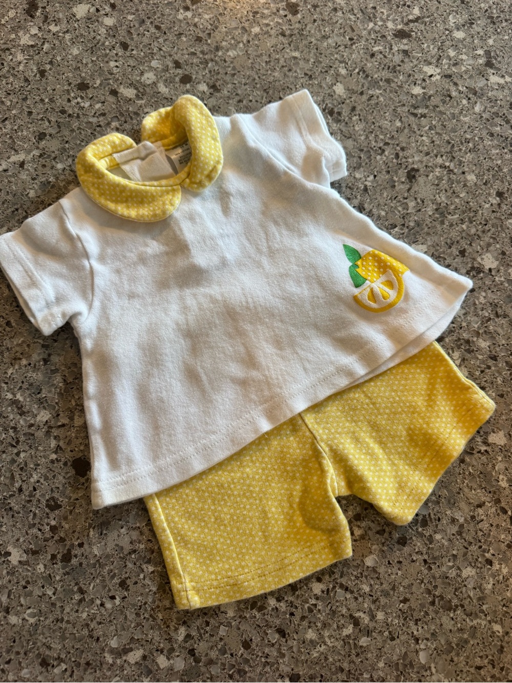 Mayfair Company 12M Lemon Polka Dot Peter Pan 2 Piece Set